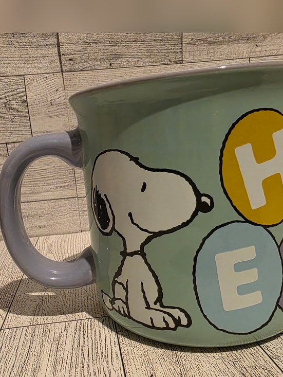 Peanuts Other - Peanuts Snoopy Ceramic Mug in Light Green and Yellow Accents